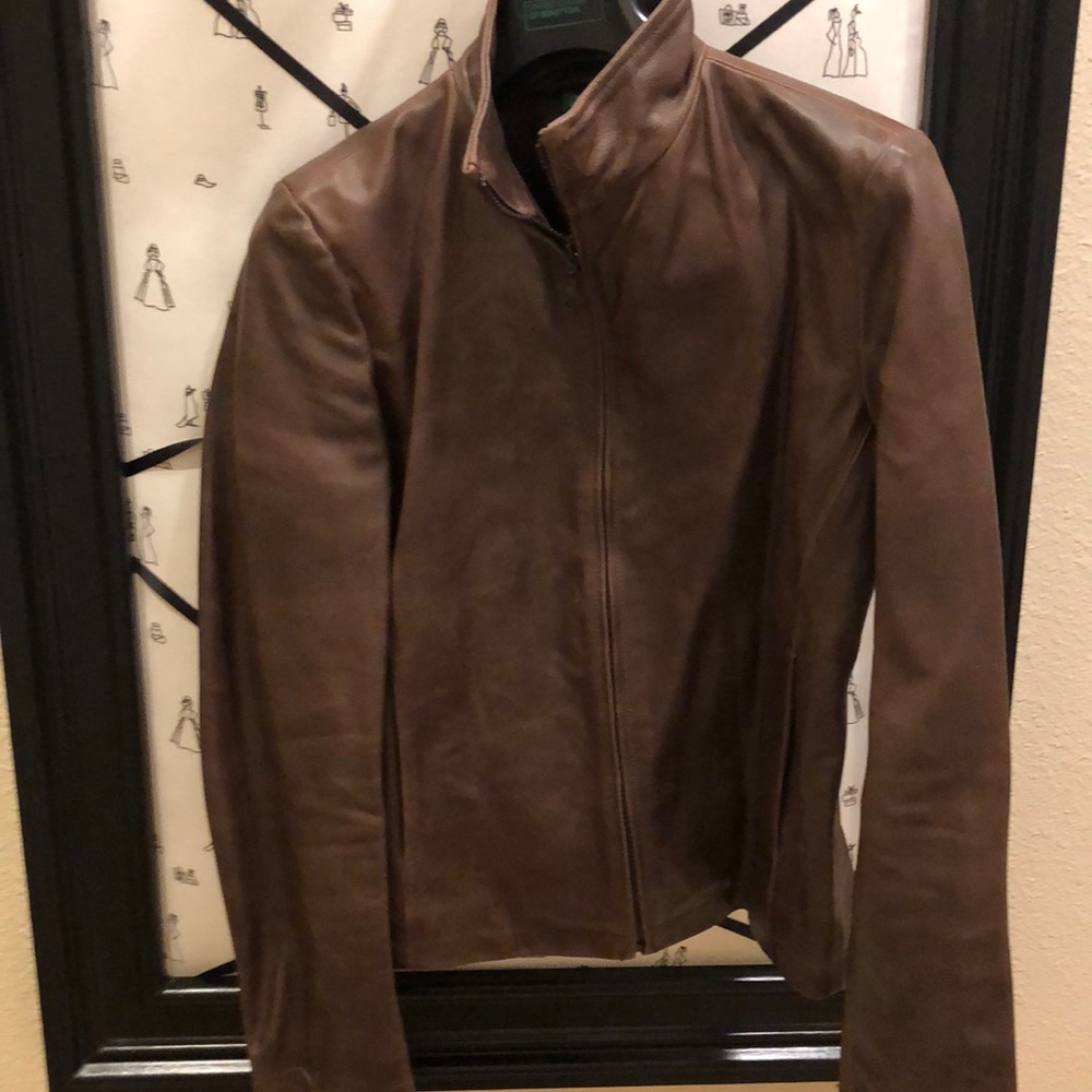 Benetton brown leather jacket